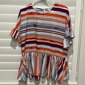 Fantastic Fawn striped peplum blouse